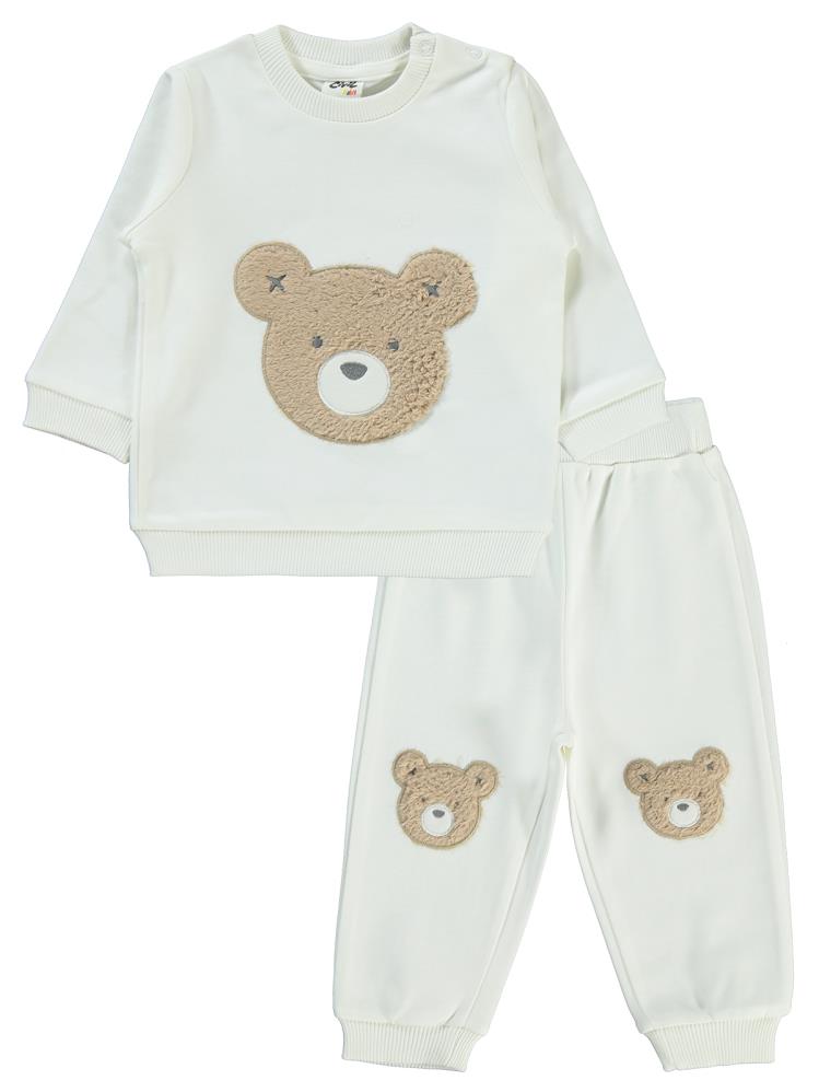 Civil Baby Ayıcık Nakışlı 6-18 Ay Takım - Ekru