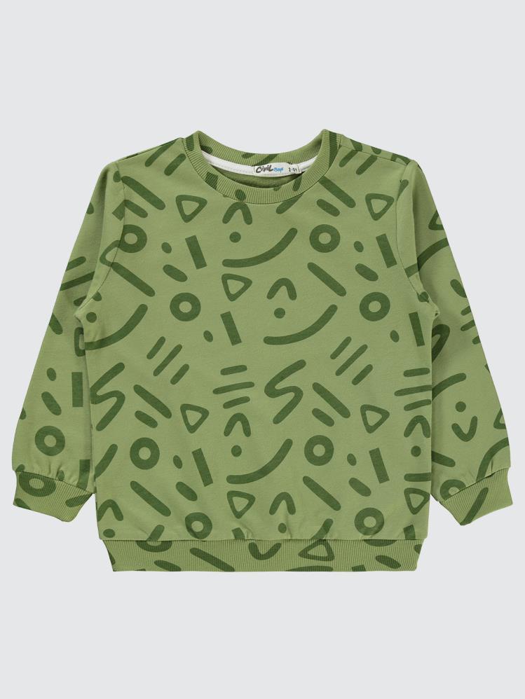 Civil Boys Empirme Karışık Desnli Basic 2-5 Yaş Sweatshirt - Haki
