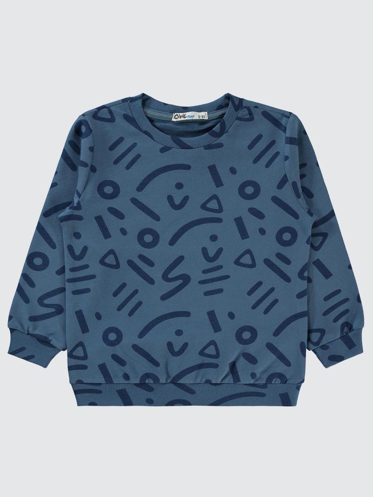 Civil Boys Empirme Karışık Desnli Basic 2-5 Yaş Sweatshirt - Mavi