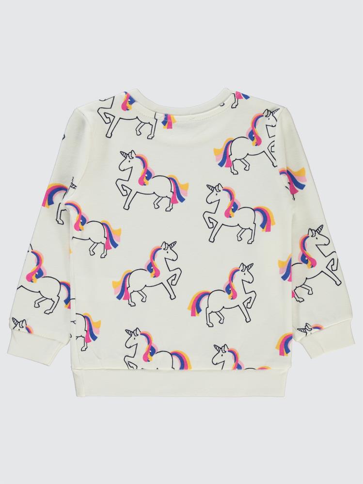Civil Girls Unicorn Empirme 2-5 Yaş Sweatshirt - Ekru