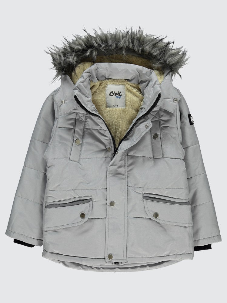 Civil Boys Reflektör Garnili 6-9 Yaş Mont - Gri