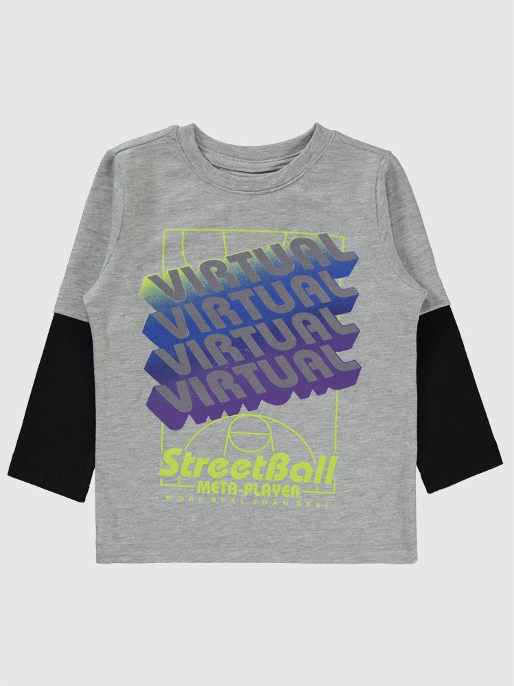 Civil Boys Streetball Baskılı 2-5 Yaş Sweatshirt - Gri