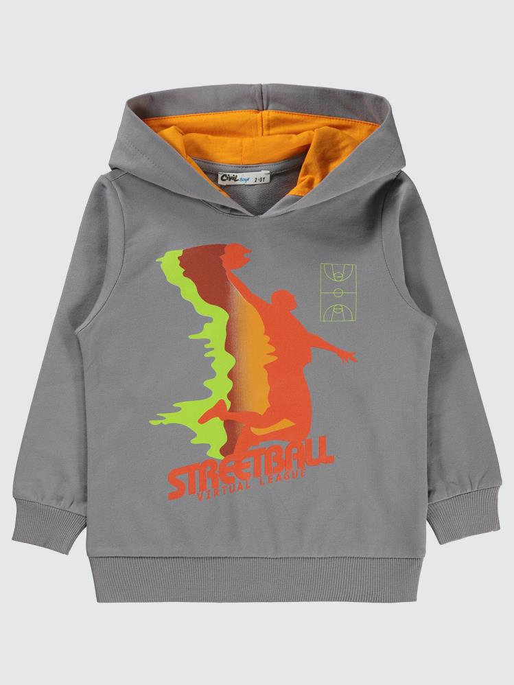Civil Boys Streetball Baskılı 2-5 Yaş Sweatshirt - Gri