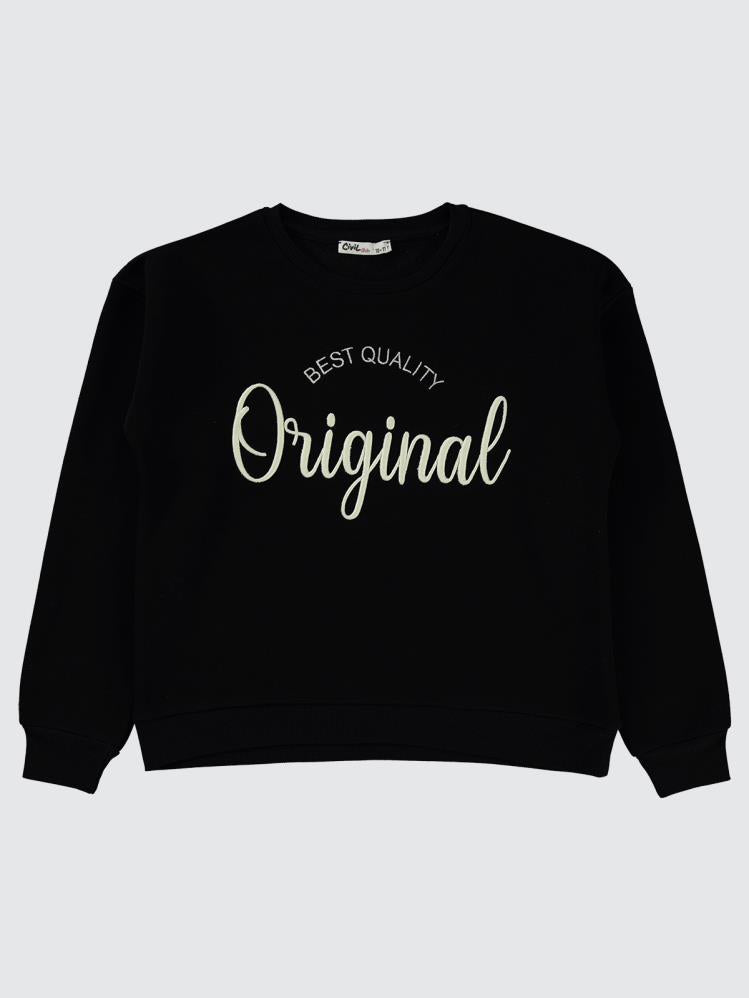 Civil Girls Original Nakışlı 10-13 Yaş Sweatshirt - Siyah