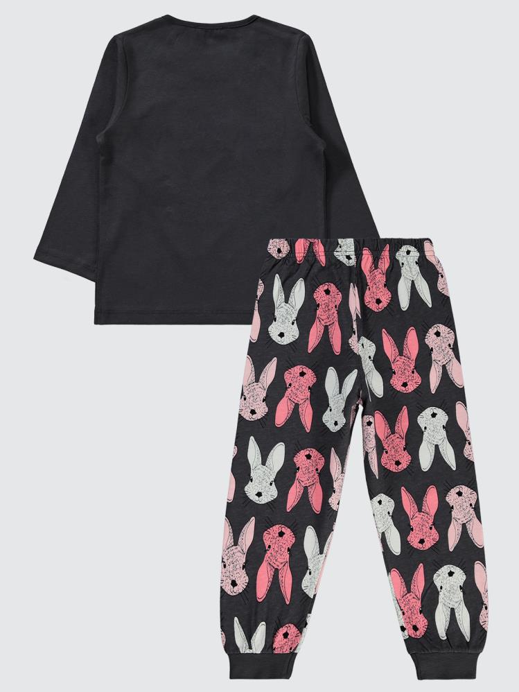 Civil Girls Büyük Tavşan Empirme 2-5 Yaş Pijama Takımı - Gri