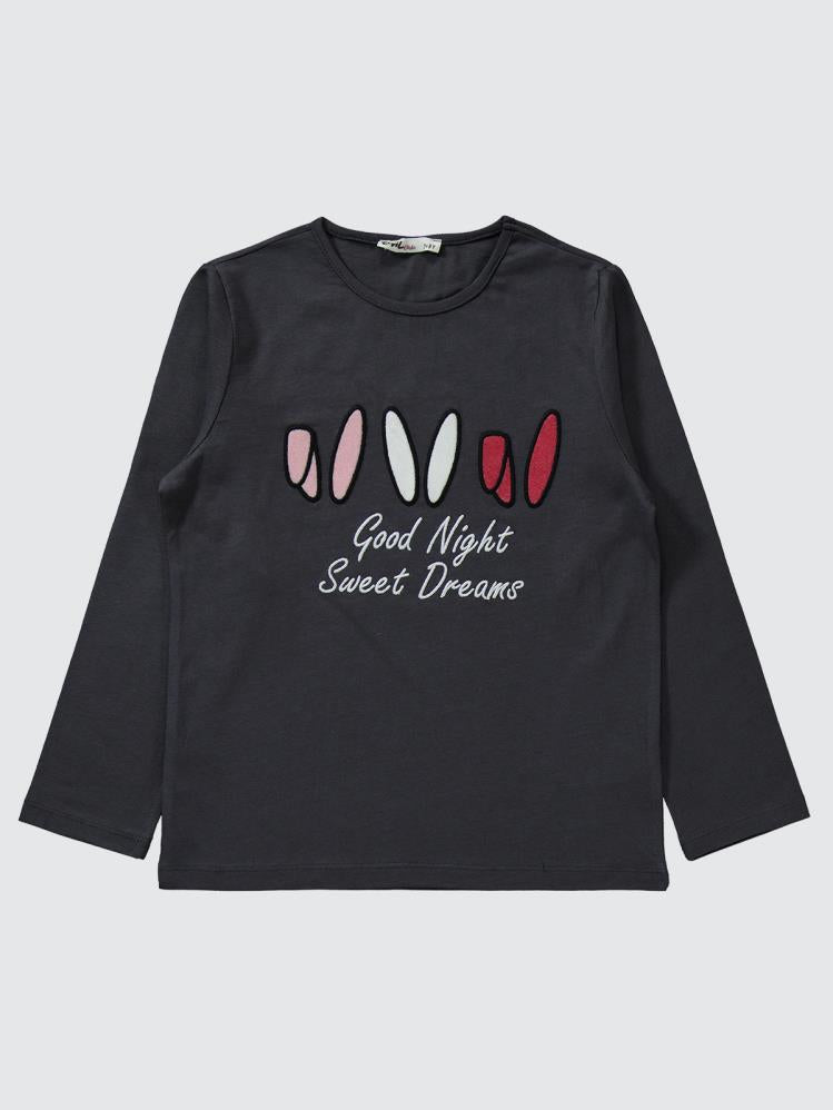 Civil Girls Büyük Tavşan Empirme 6-9 Yaş Pijama Takımı - Gri