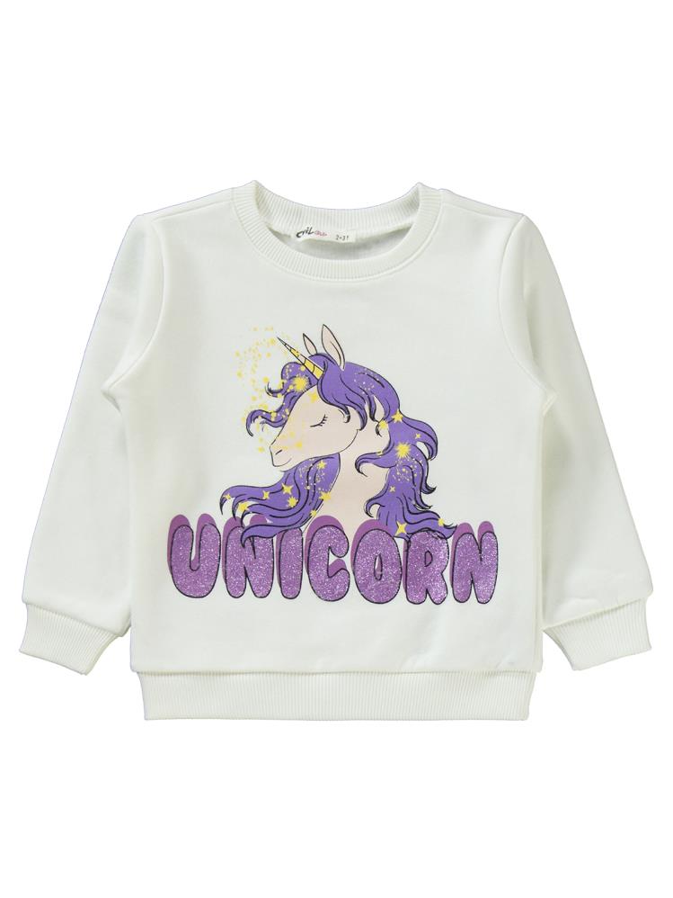 Civil Girls Unicorn Baksılı 2-5 Yaş Eşofman Takımı - Ekru