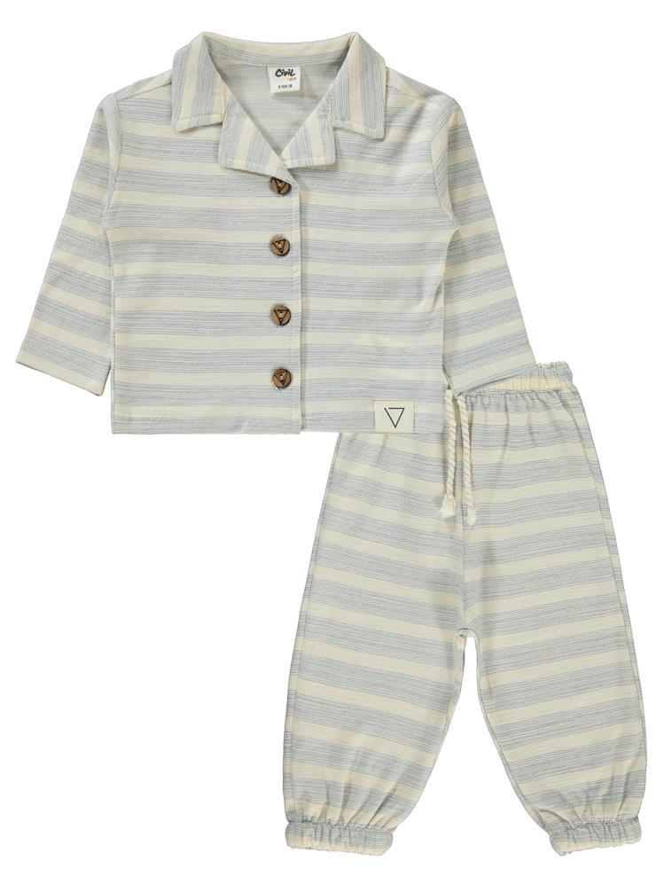 Civil Baby Çizgili Desenli 6-18 Ay Takım - Mavi