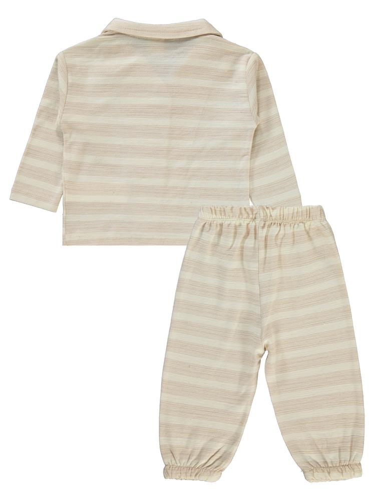 Civil Baby Çizgili Desenli 6-18 Ay Takım - Kahverengi