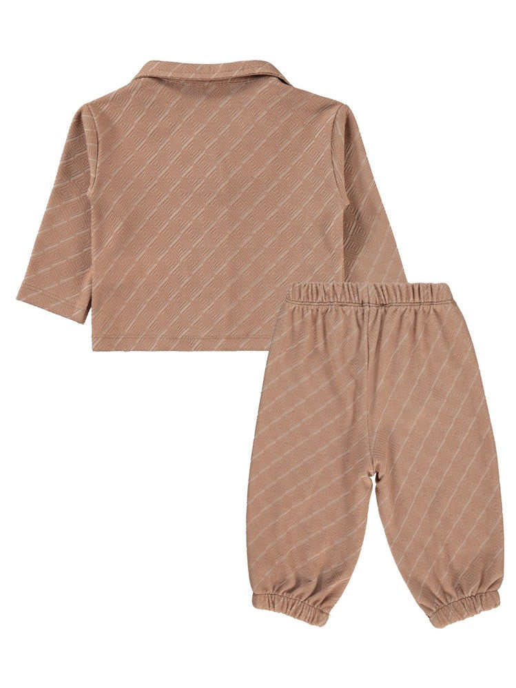 Civil Baby Baklava Desenli 6-18 Ay Takım - Kahverengi