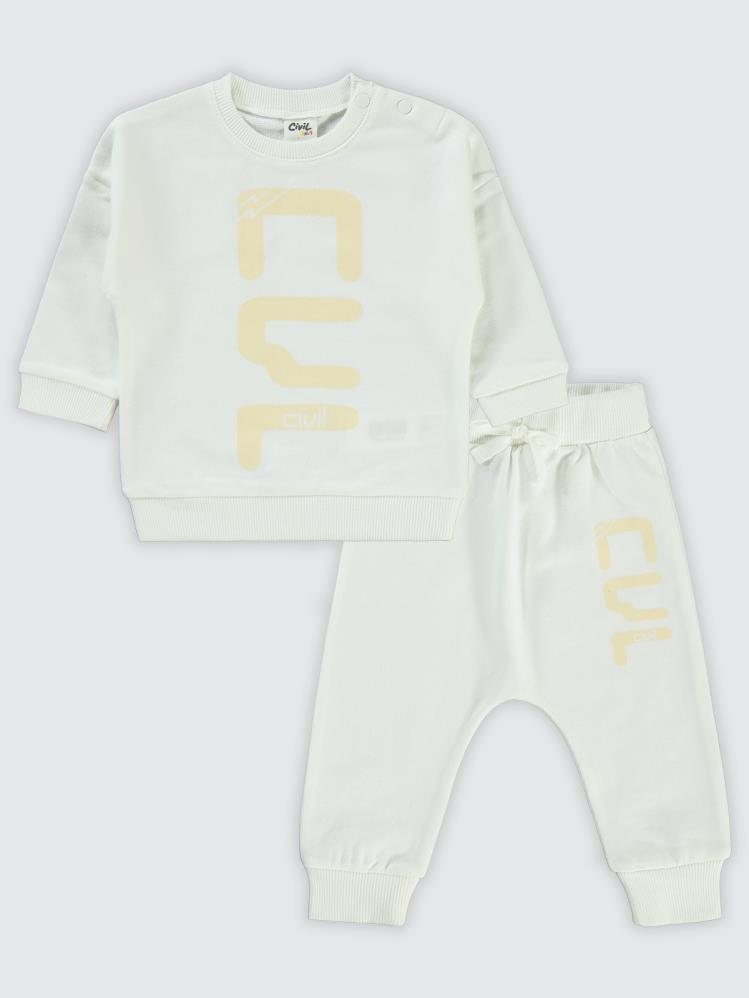 Civil Baby CVL Baskılı 6-18 Ay Takım - Ekru