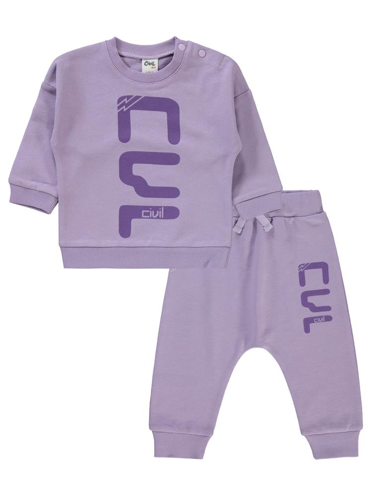 Civil Baby CVL Baskılı 6-18 Ay Takım - Lila