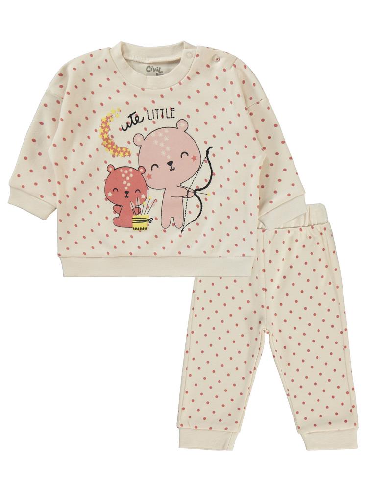 Civil Baby Mini Puan Empirmeli 2'Li 6-18 Ay Takım - Fil Dişi