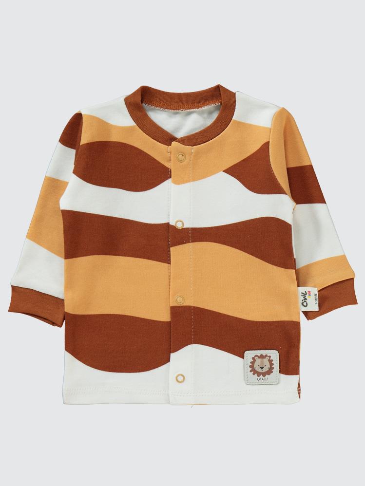 Civil Baby Dalgalı Çizgi Empirmeli 1-6 Ay Pijama Takımı - Turuncu