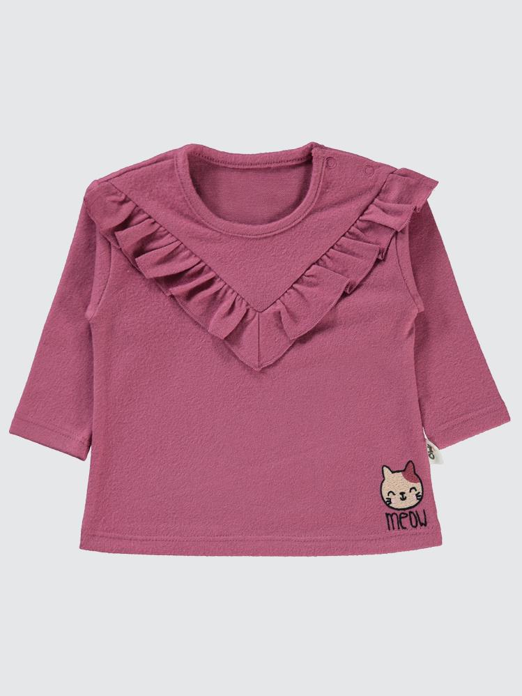 Civil Baby Kedi Nakışlı 6-18 Ay Sweatshirt - Pembe