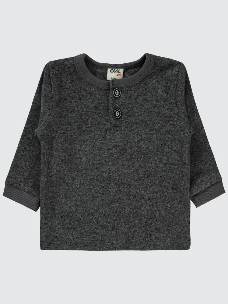 Civil Baby Düğmeli 6-18 Ay Sweatshirt - Gri