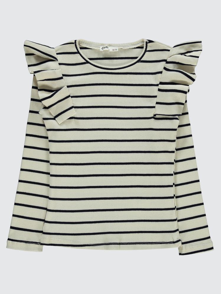 Civil Girls Çizgili Kaşkorse 10-13 Yaş Sweatshirt - Beyaz
