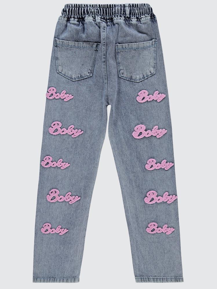 Civil Girls Süzene Nakışlı 10-13 Yaş Pantolon - Mavi