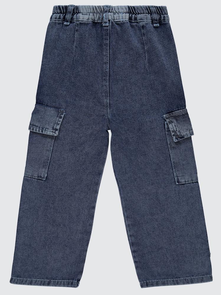 Civil Girls Kargo Cepli Boru Paça 6-9 Yaş Pantolon - Mavi