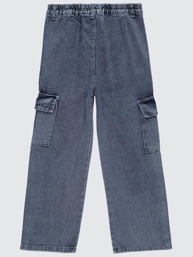 Civil Girls Kargo Cepli Boru Paça 10-13 Yaş Pantolon - Mavi