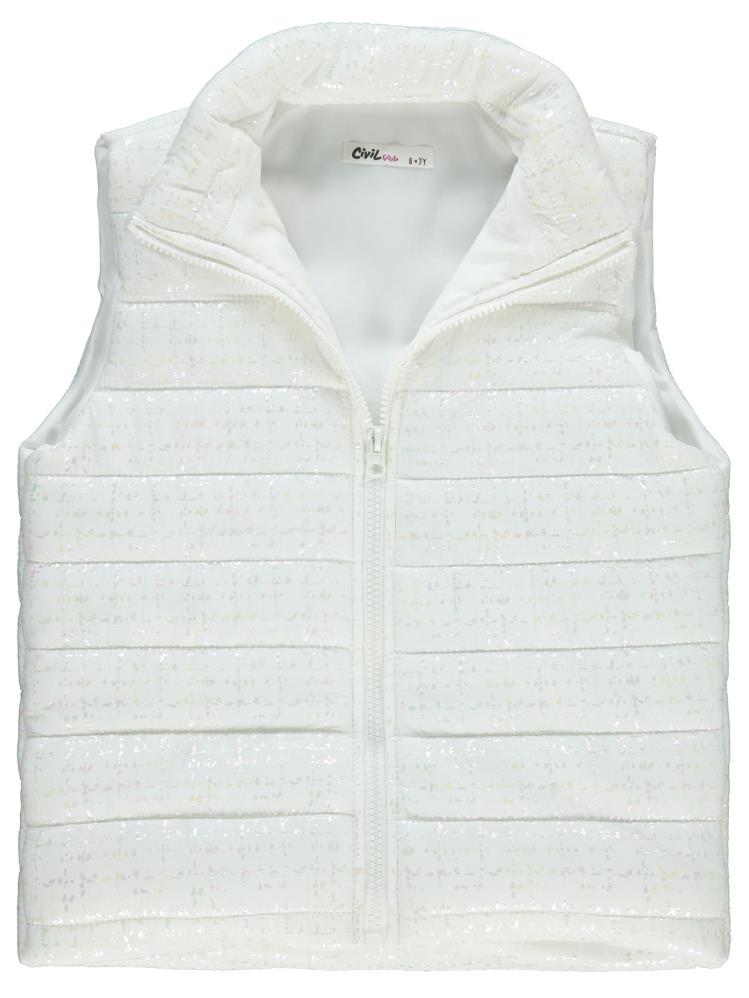 Civil Girls Varak Desen 6-9 Yaş Yelek - Ekru