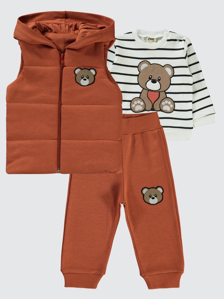 Civil Baby Ayıcık Baskılı 6-18 Ay Takım - Turuncu