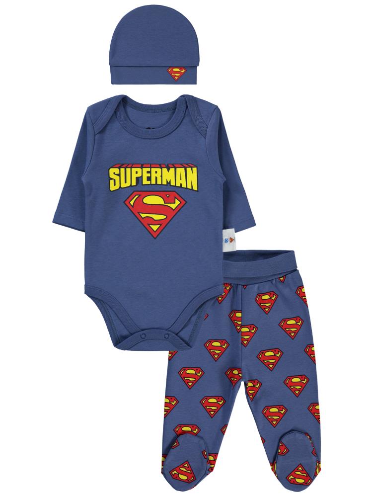 Civil Baby Superman Logo 1-6 Ay Takım - Mavi