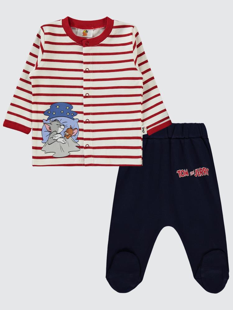 Civil Baby Tom ve Jerry Çizgi Empirme 1-6 Ay Pijama Takımı - Kırmızı