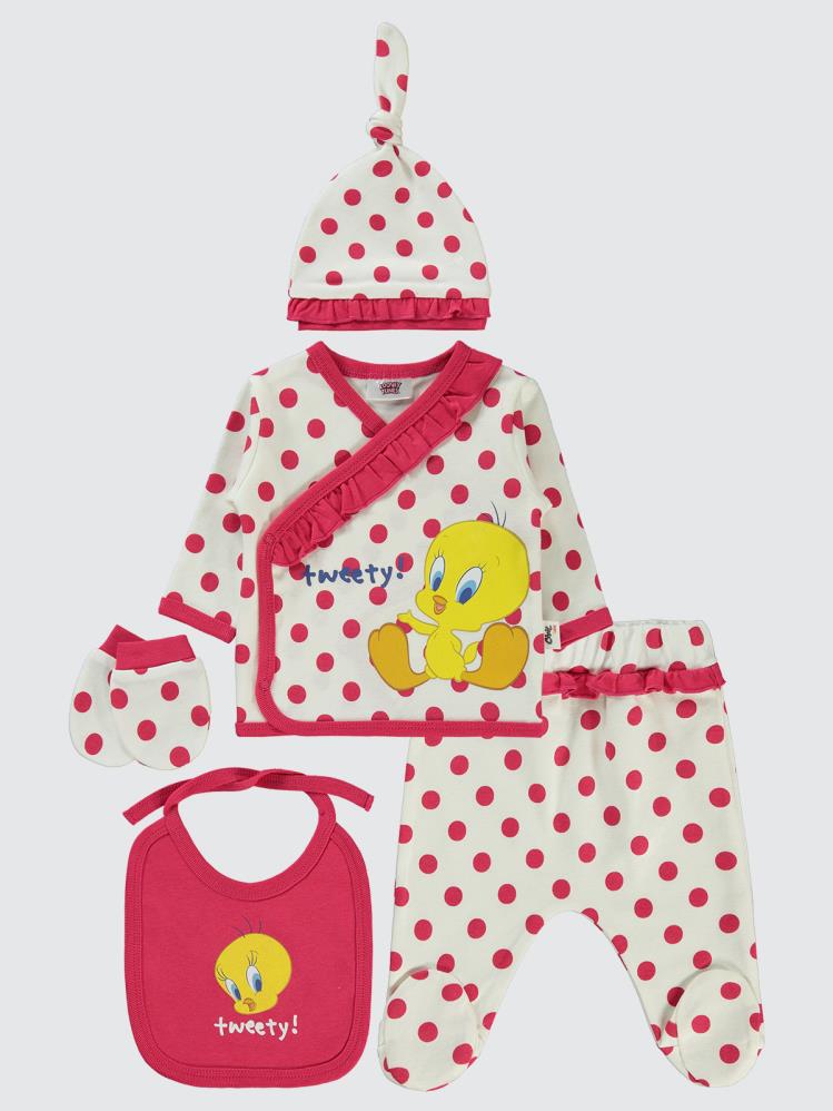 Civil Baby Tweety Puan Empirme Zıbın Takımları - Ekru
