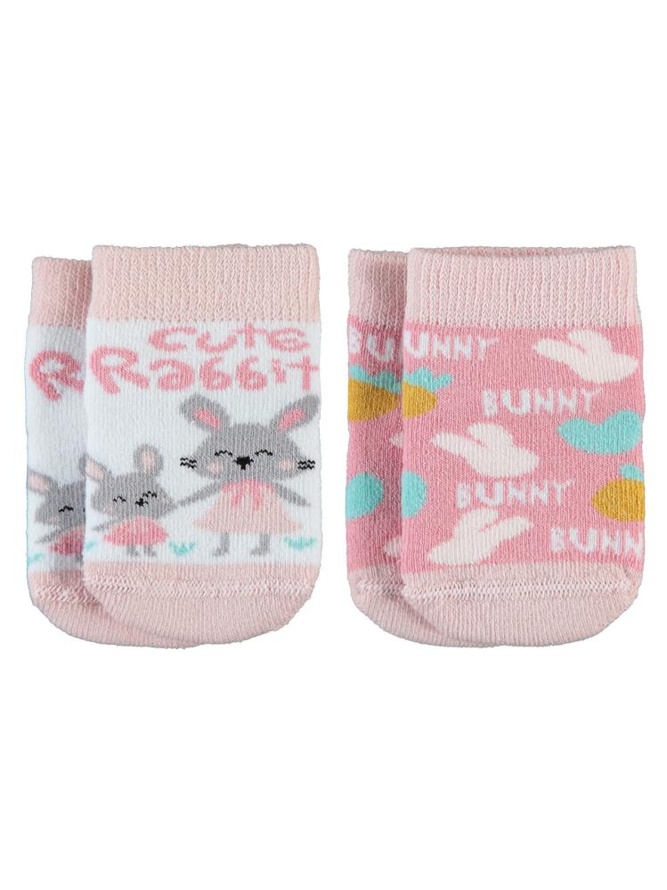 Civil Baby Cute Rabbit Havlu 0-24 Ay Bebek Kız Çorap Set
