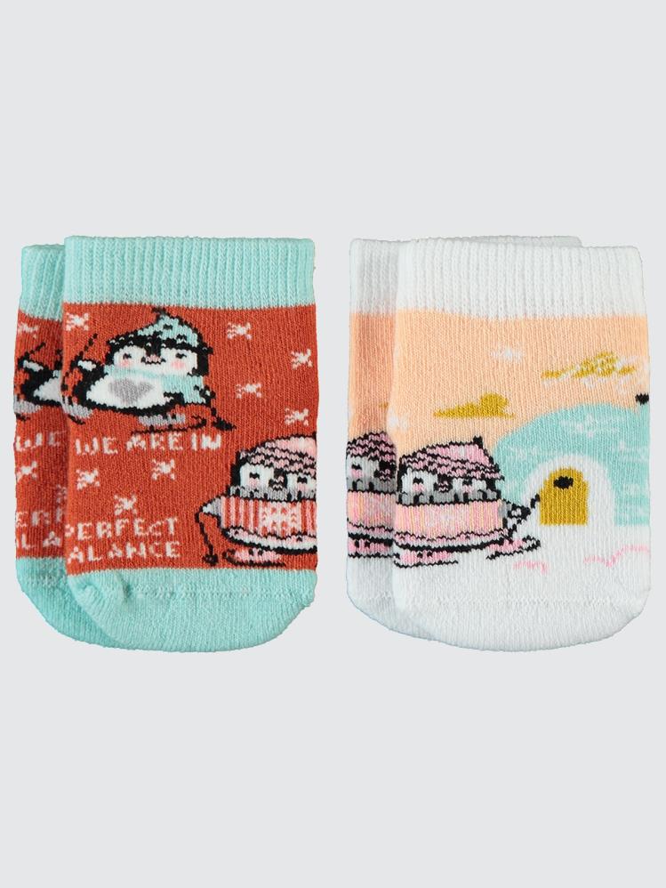 Civil Baby Penguen Havlu 0-24 Ay Bebek Kız Çorap Set