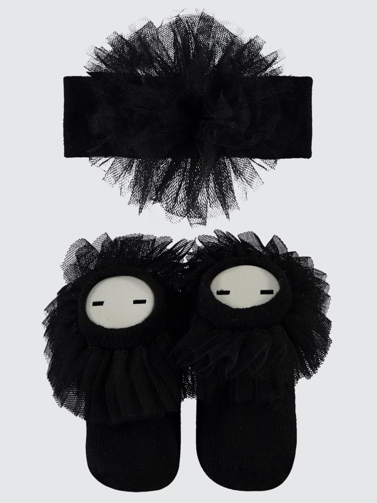 Civil Baby Tüllü Çorap ve Bandana 0-24 Ay Bebek Kız Çorap Set - Siyah