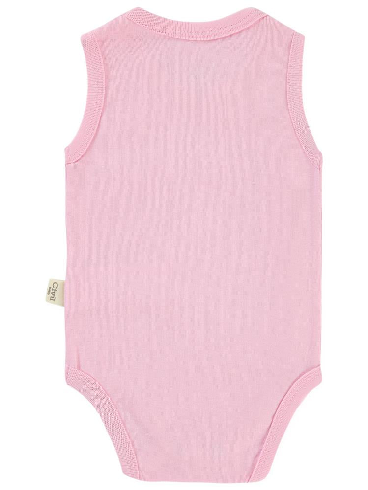 Civil Baby Düz Renkli 3-9 Ay Çıtçıtlı Badi - Pembe