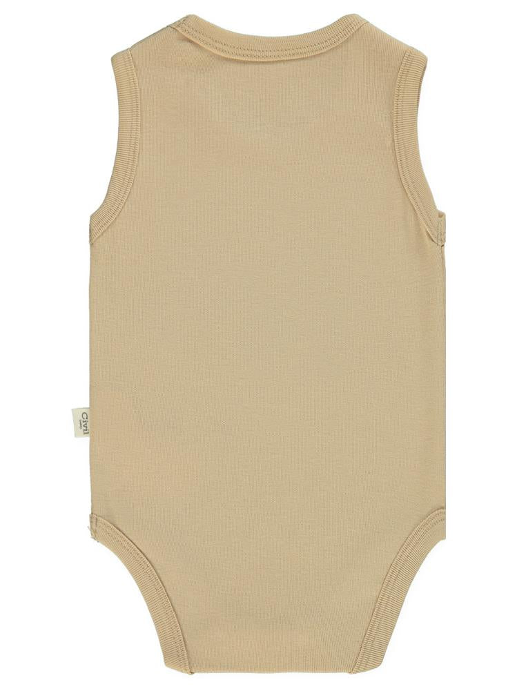 Civil Baby Düz Renkli 0-1 Ay Çıtçıtlı Badi - Kahverengi