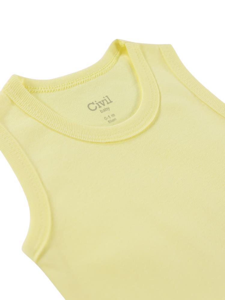 Civil Baby Düz Renkli 0-1 Ay Çıtçıtlı Badi - Sarı