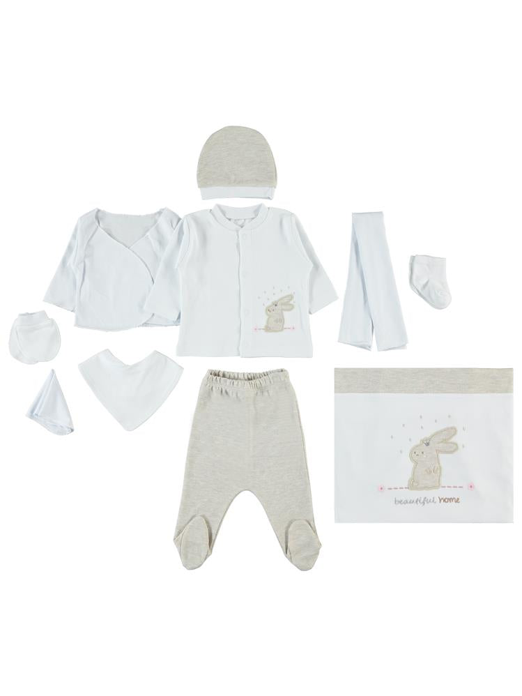 Civil Baby Beautiful Home Tavşan Nakışlı Zıbın Setleri - Bej