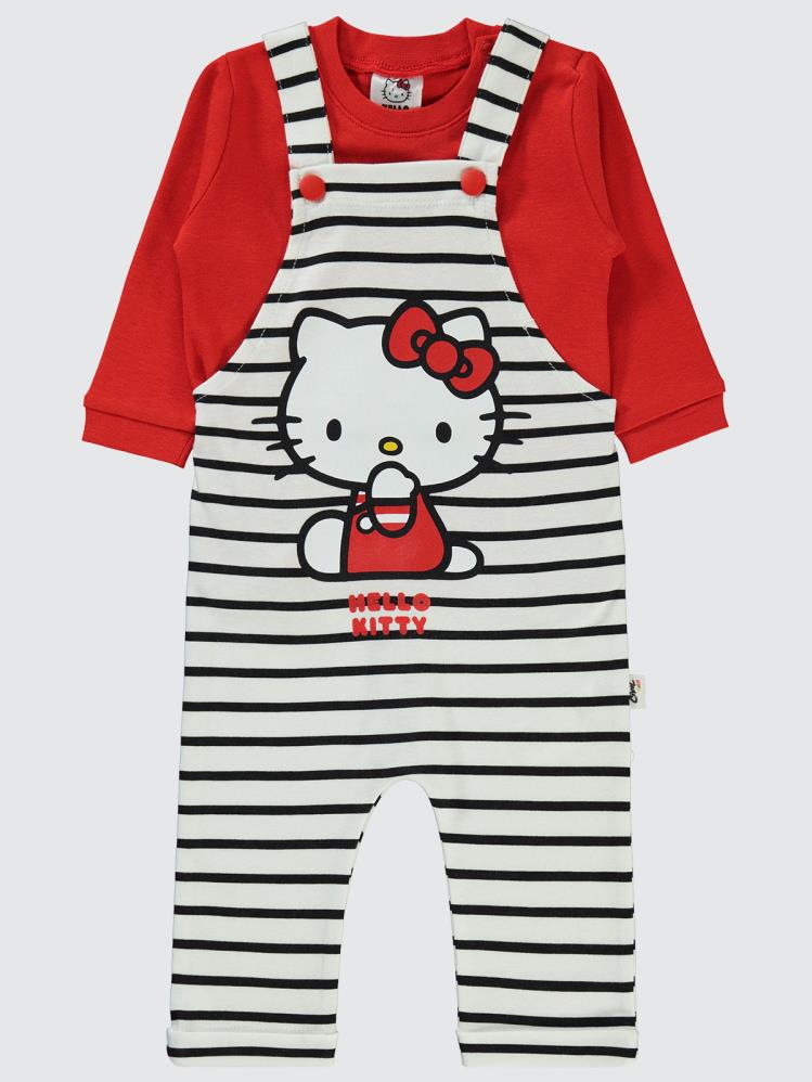 Civil Baby Hello Kitty Çizgi Empirme 6-18 Ay Salopet - Siyah