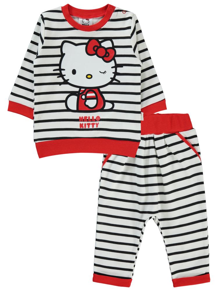 Civil Baby Hello Kitty Çizgi Empirme 6-18 Ay Takım - Siyah