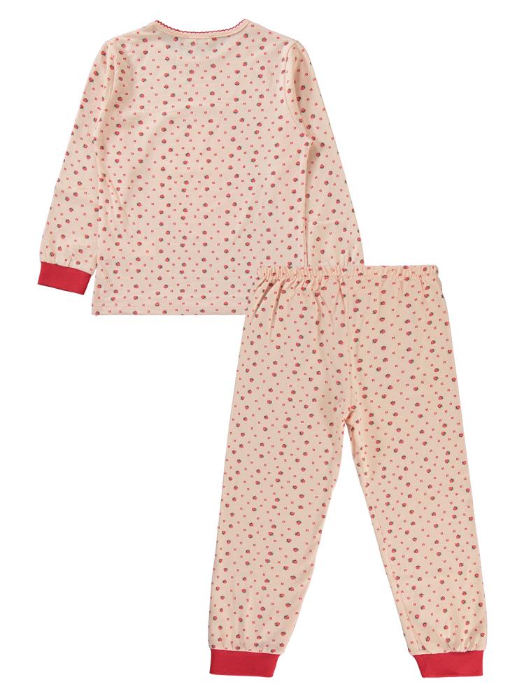 Civil Girls Çilek Baskılı 10-13 Yaş Pijama Takımı - Pudra