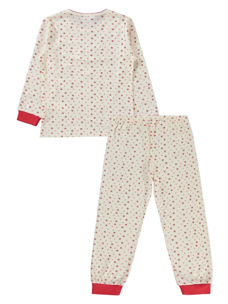 Civil Girls Çilek Baskılı 6-9 Yaş Pijama Takımı - Ekru