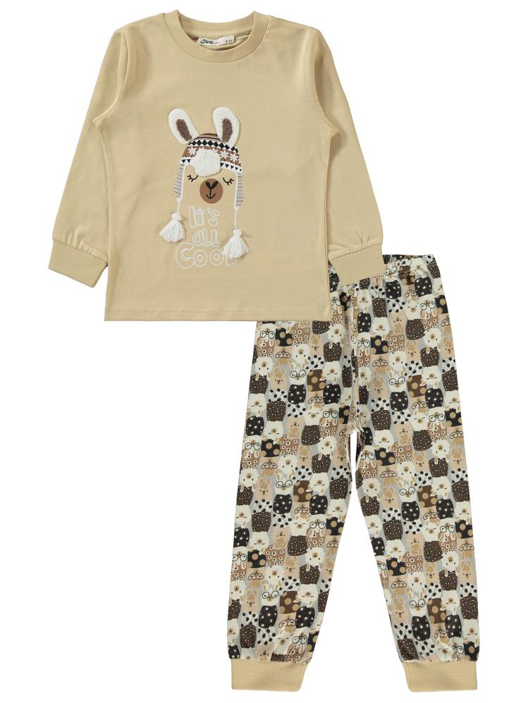 Civil Girls Lama Nakışlı 2-5 Yaş Pijama Takımı - Gri
