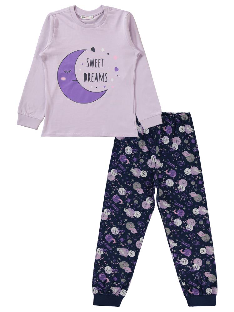 Civil Girls Sweet Dreams Baskılı 6-9 Yaş Pijama Takımı - Lila