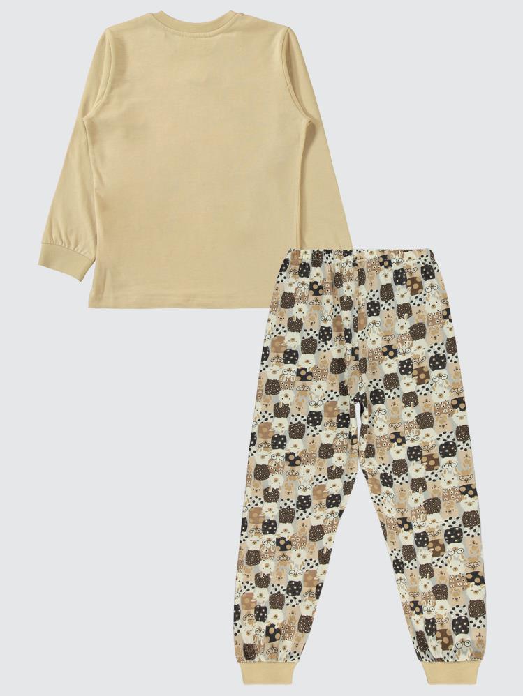 Civil Girls Lama Nakışlı 6-9 Yaş Pijama Takımı - Bej