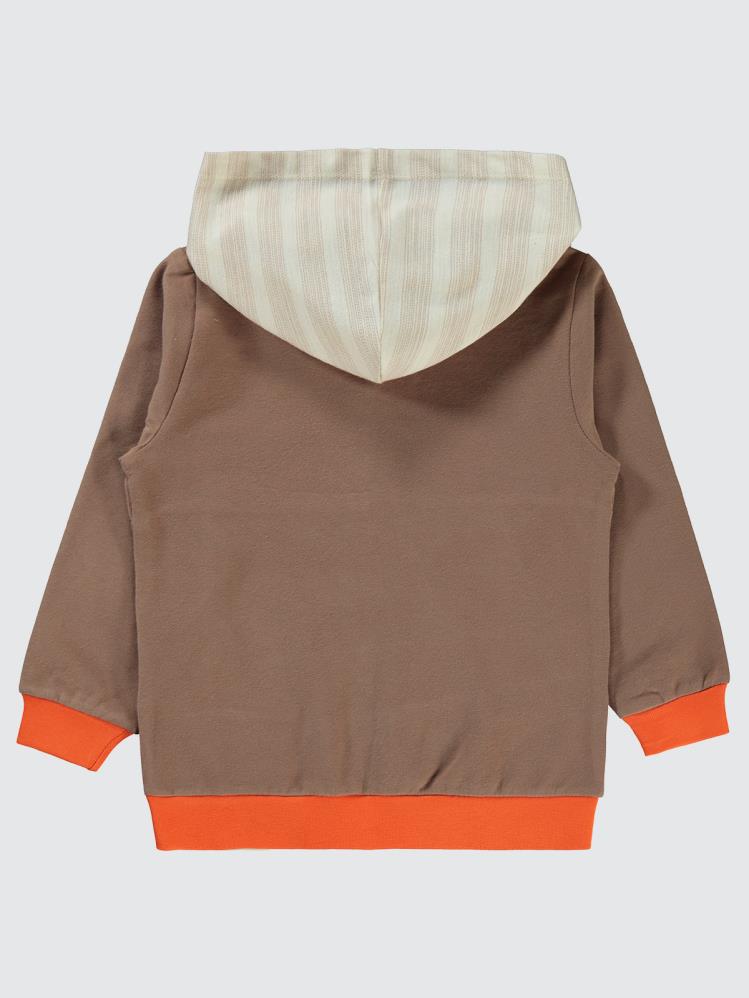 Civil Boys Göz Baskılı Cepli Kapşonlu 2-5 Yaş Sweatshirt - Turuncu