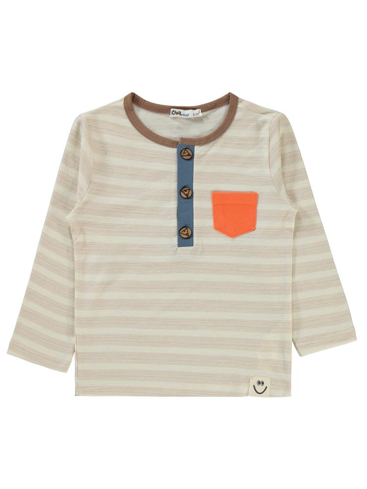 Civil Boys Cizgili Cepli 2-5 Yaş Sweatshirt - Mavi
