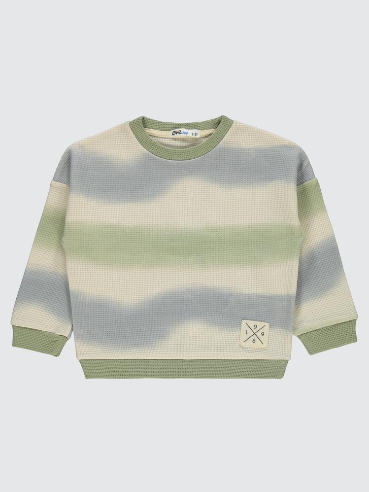 Civil Boys Dalgalı Çizgi Desenli 2-5 Yaş Sweatshirt - Haki