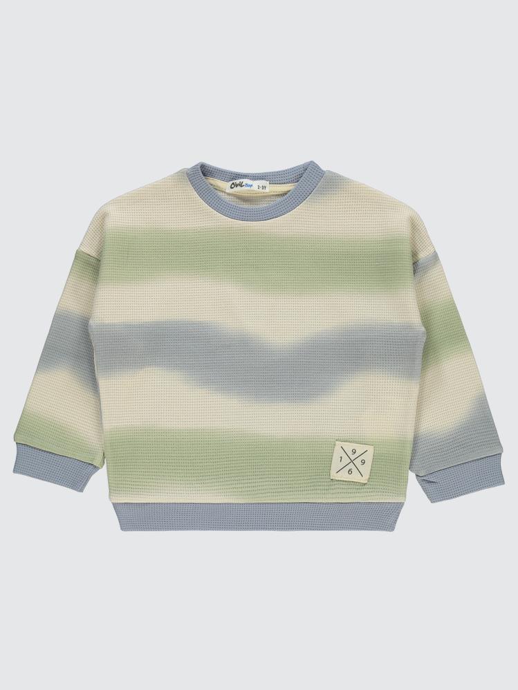 Civil Boys Dalgalı Çizgi Desenli 2-5 Yaş Sweatshirt - Mavi
