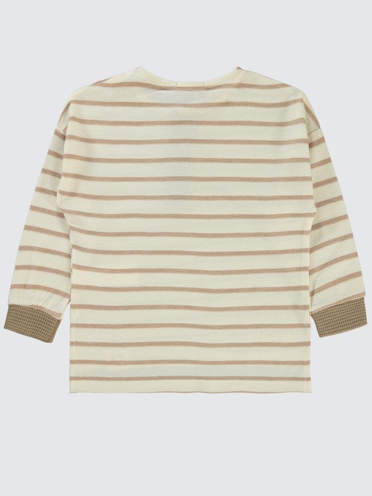 Civil Boys Cizgili Düğmeli 2-5 Yaş Sweatshirt - Kahverengi
