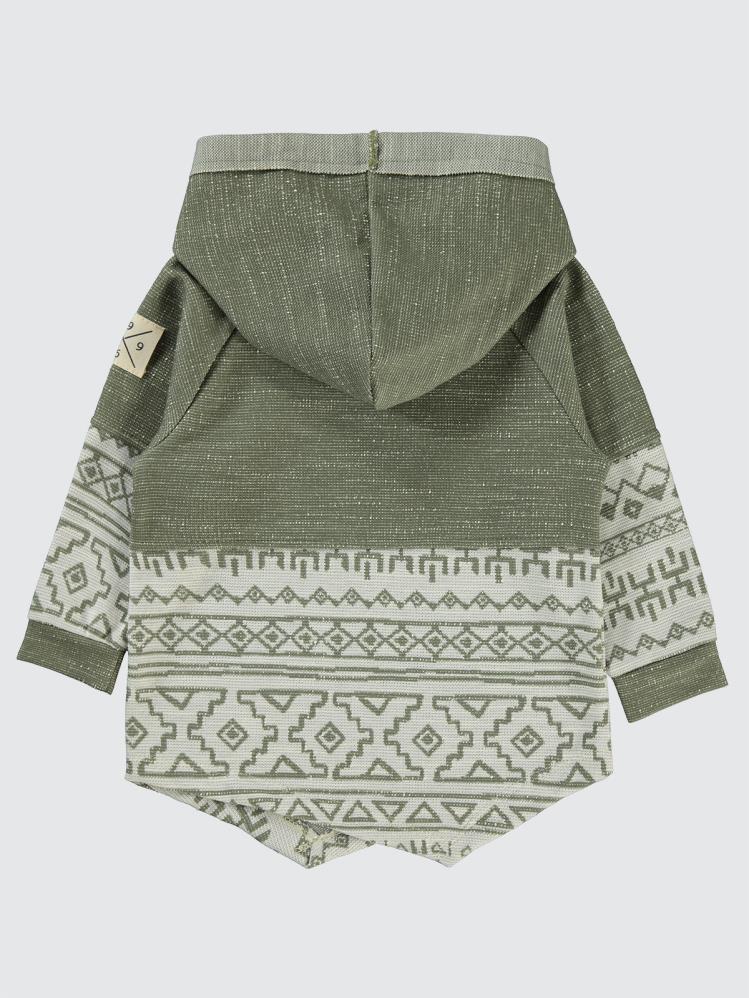 Civil Boys Etnik Desenli Kapşonlu 2-5 Yaş Sweatshirt - Haki