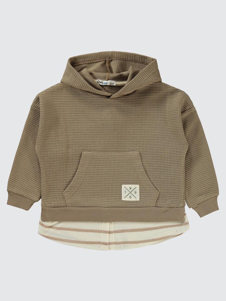 Civil Boys Kapşonlu Cepli 1996 Armalı 2-5 Yaş Sweatshirt - Kahverengi